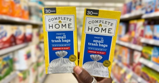 2 boxes of complete home trash bags in walgreens